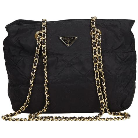 prada nylon chain tote|Prada nylon shoulder bag black.